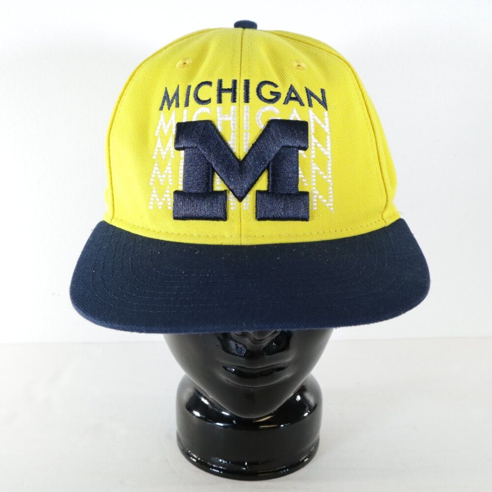 Adidas Michigan Wolverines Baseball Hat Mens Yellow Snapback Cap Embroidered
